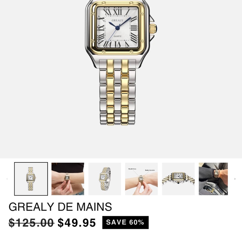 Grealy De Mains Silver and Gold Watch